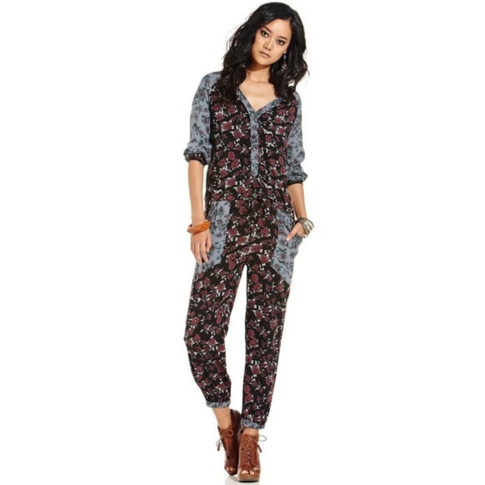 FREE PEOPLE Sheila Jumpsuit Patchwork Floral L